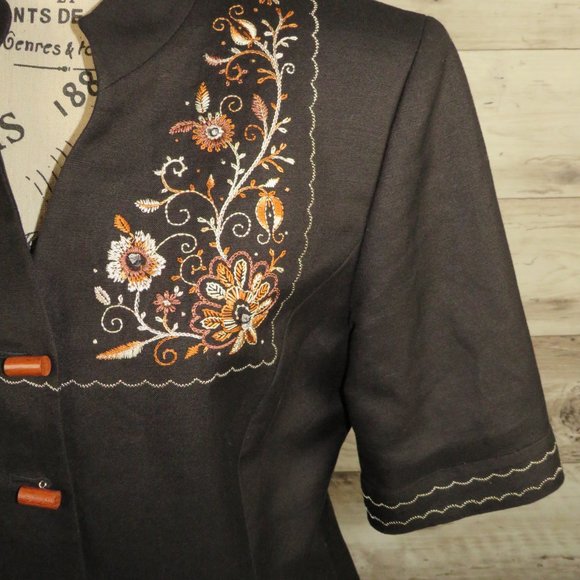 KASPER* Women's 2-PC Set (Jacket‎ & Skirt) Embroidery/Linen/Size~ 12 - Picture 5 of 16